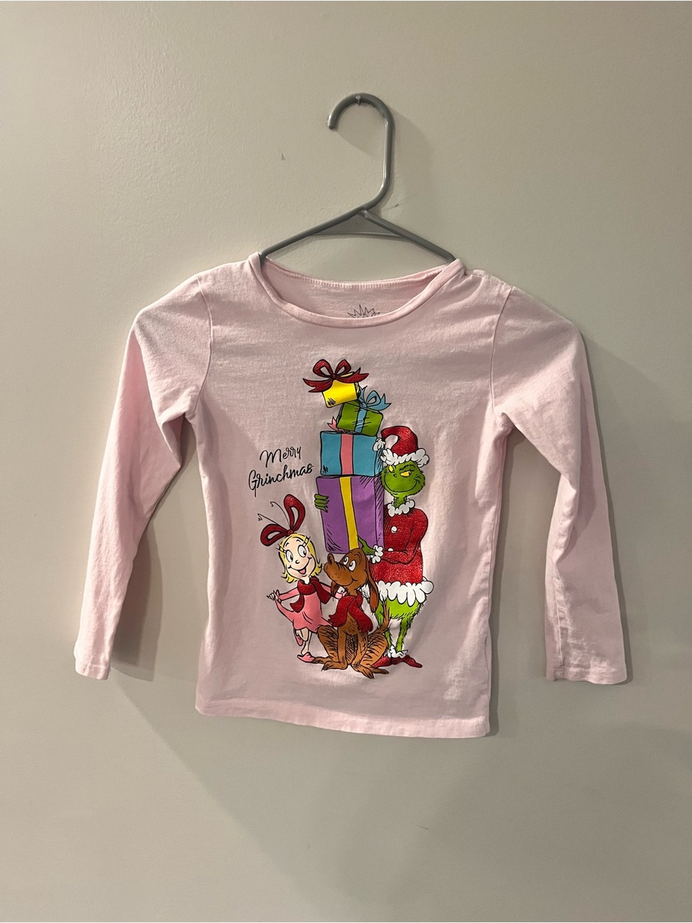 Girls' Light Pink Grinch Graphic Long-Sleeve Tee